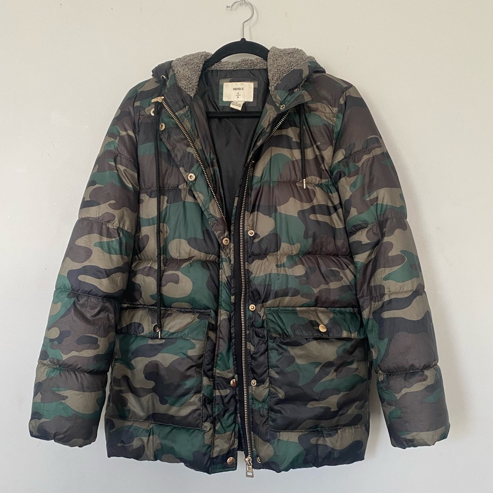 Camouflage Puffer Raincoat